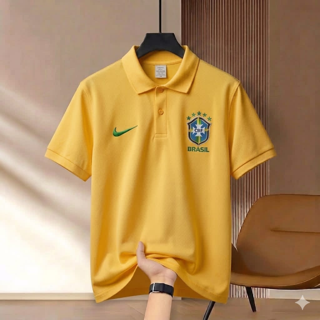 China Cotton Jursey Polo shirt For Men's (Brazil Yellow)